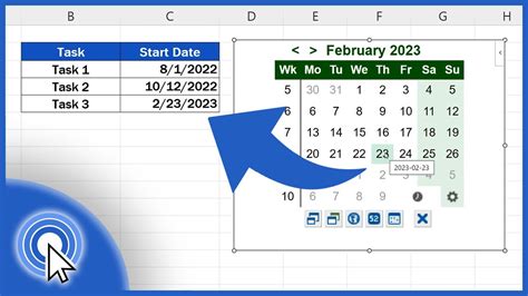 how to insert data calendar in excel