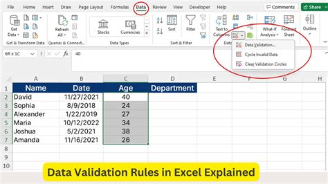 how to insert data validation rules in excel