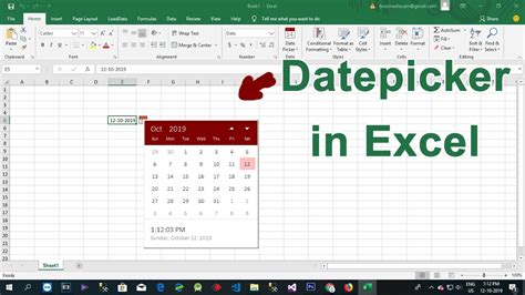 how to insert date picker in excel sheet