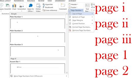 how to insert different page numbers in word