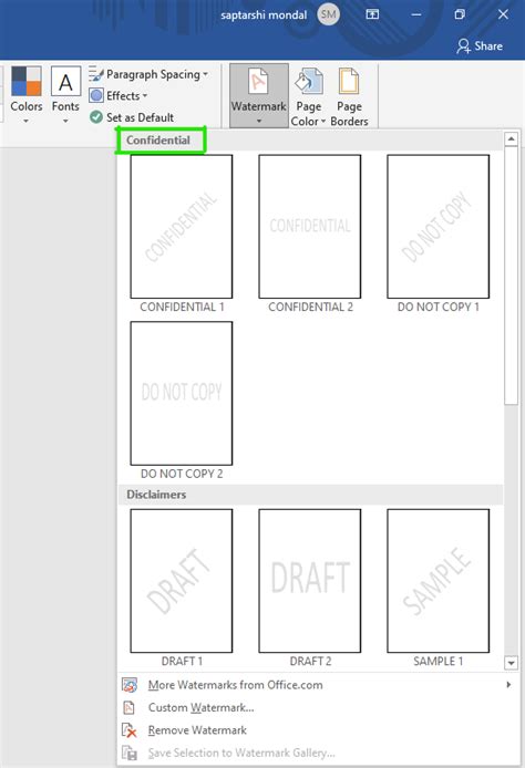 how to insert draft watermark in ms word