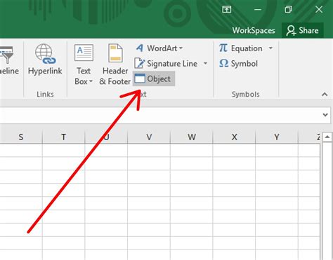 how to insert embed acrobat document in excel