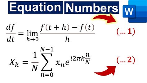how to insert equation number in ms word