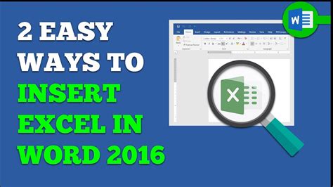 how to insert excel file into word youtube