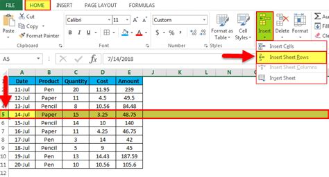 how to insert few rows in excel