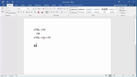 how to insert field code in word