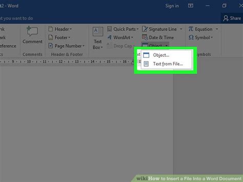 how to insert file in word 365
