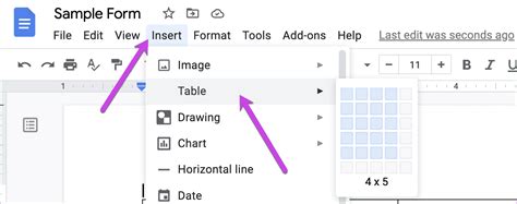 how to insert form in google docs
