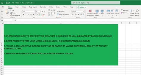 how to insert instructions in excel