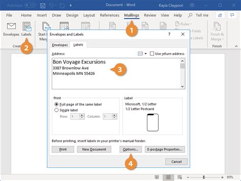 how to insert label in word