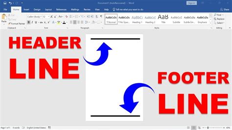 how to insert line in header and footer in word
