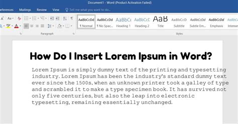 how to insert lorem ipsum into word