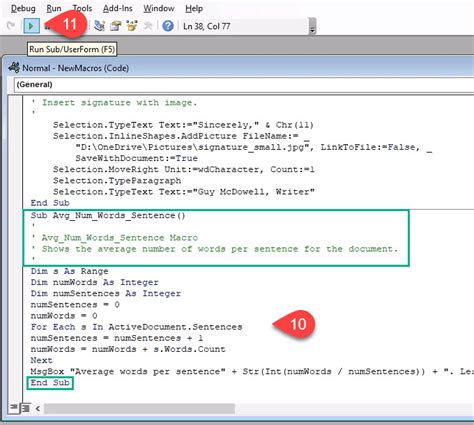 how to insert macro code in word
