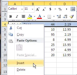 how to insert more than one row below in excel