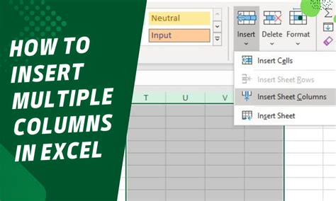 how to insert multiple columns in excel