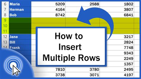 how to insert multiple rows in a single column excel