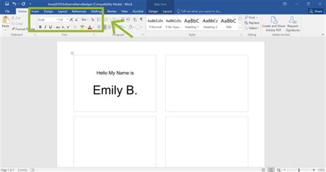 how to insert name tag in word document