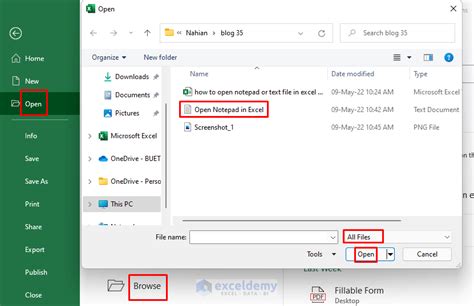 how to insert notepad text in excel