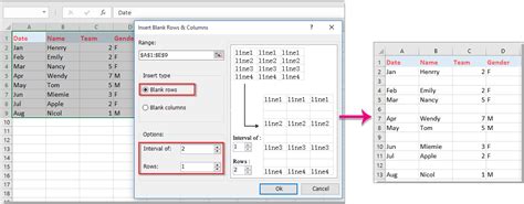 how to insert one blank row in excel