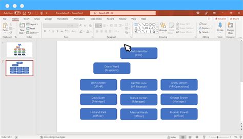 how to insert organization chart in ppt