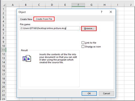 how to insert outlook in excel