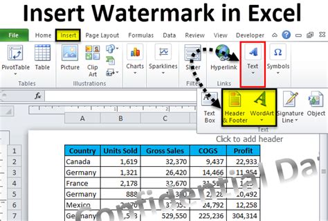how to insert page 1 watermark in excel