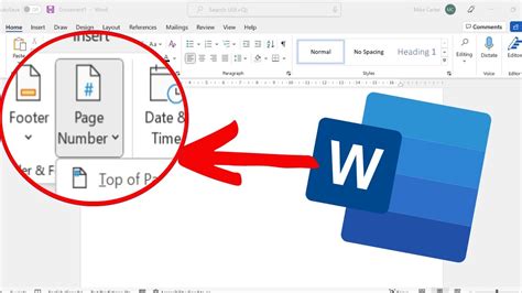 how to insert page number in word automatically