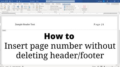 how to insert page number in word without header and footer