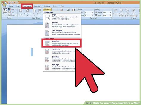 how to insert page numbers in word document