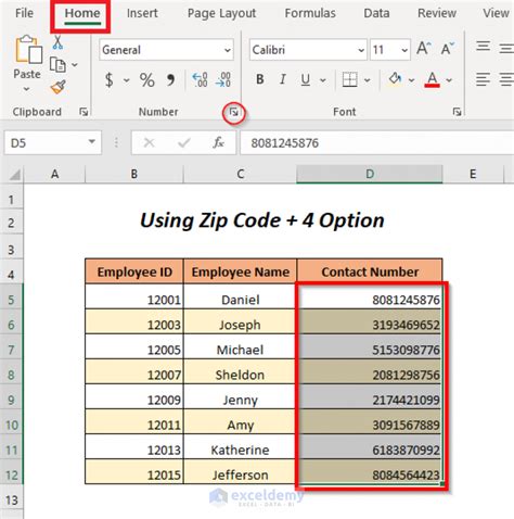 how to insert phone number on excel