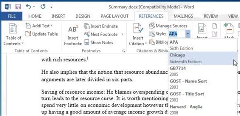 how to insert reference in word document