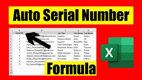 how to insert serial number on excel