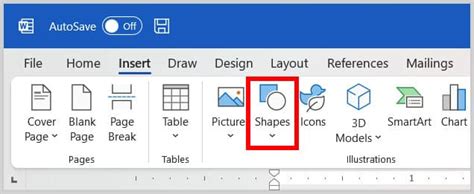 how to insert shapes in word 365
