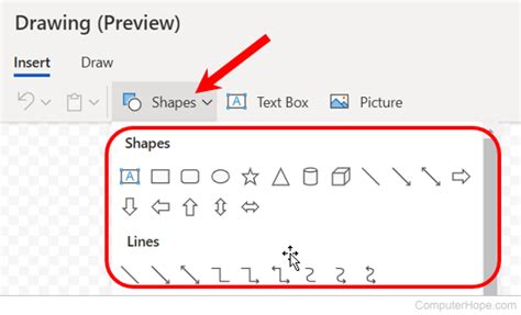how to insert shapes in wordpad