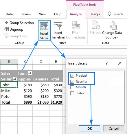 how to insert slicer in excel no connections found