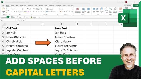 how to insert space before capital letters in excel