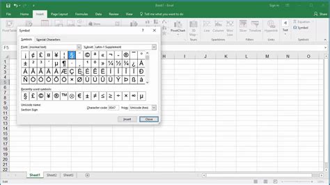 how to insert special characters in excel formula