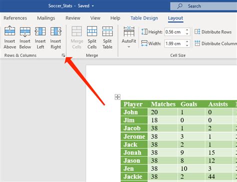 how to insert specific number of rows in word table