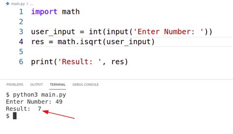 how to insert square root in python