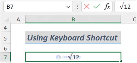how to insert square root symbol in excel