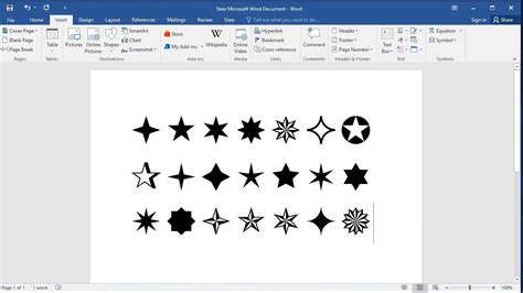 how to insert star symbol in word