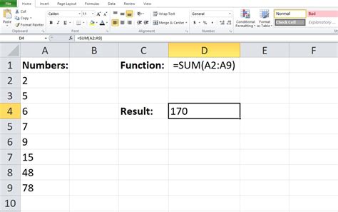 how to insert sum formula in excel