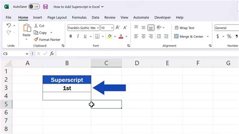 how to insert superscript in excel cell