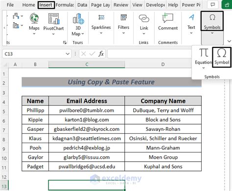 how to insert symbol in excel header