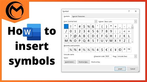 how to insert symbols in word document