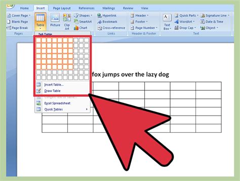 how to insert table in word doc