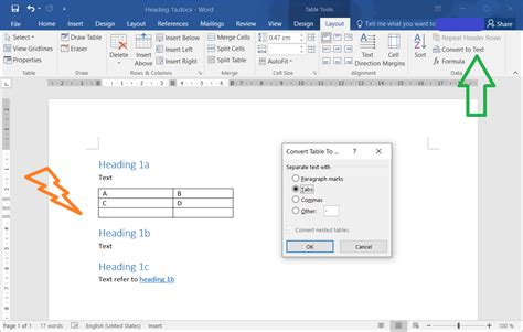 how to insert text after table in word