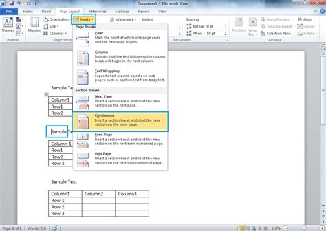 how to insert text beside a table in word