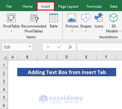how to insert text box in excel