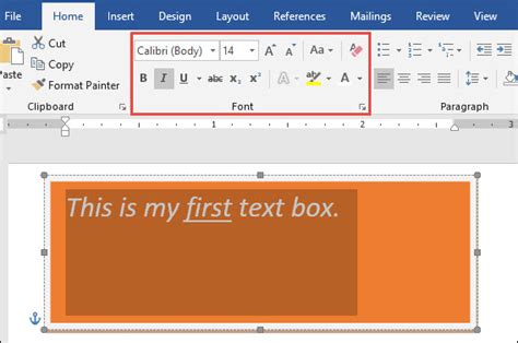 how to insert text box word doc